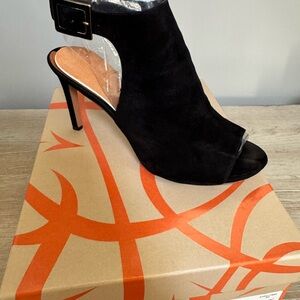 Via Spiga Black Open-Toe Ankle Booties